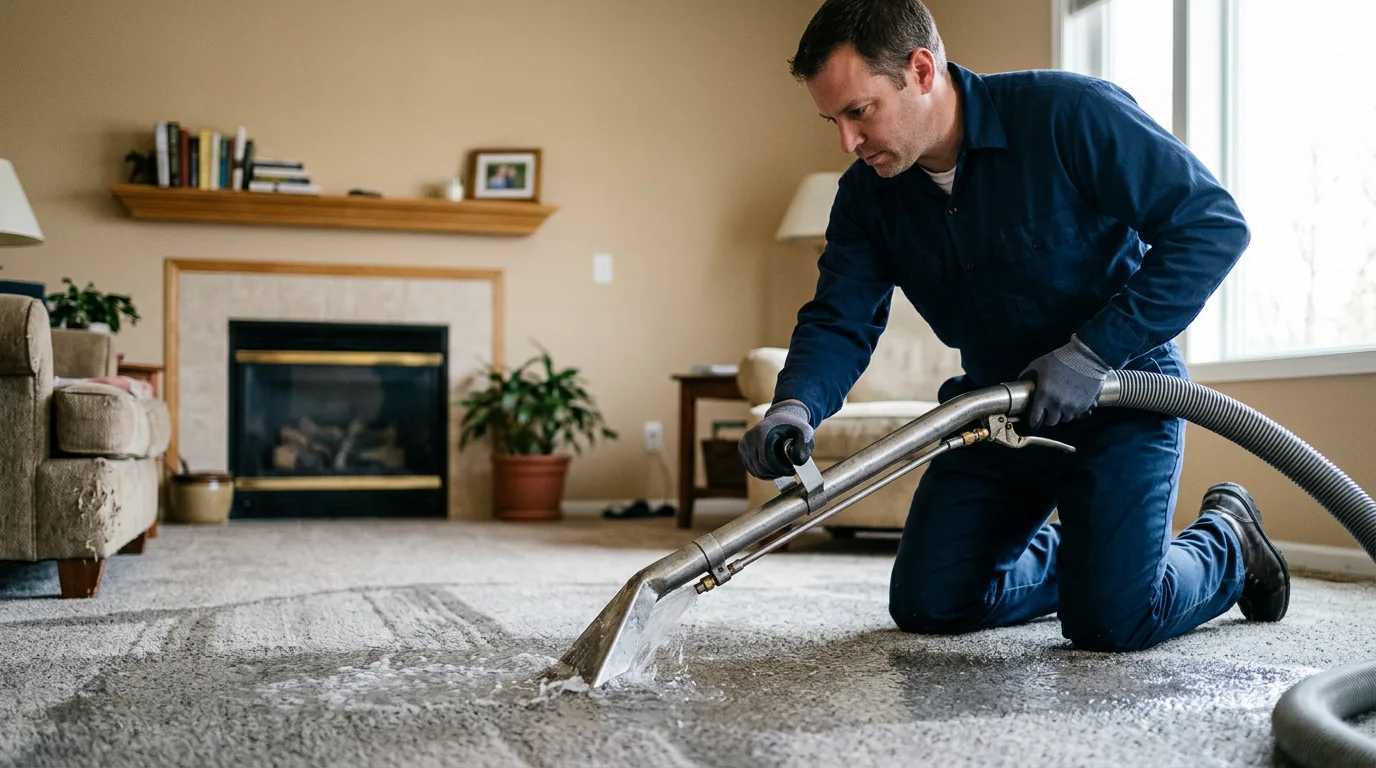 Water damage restoration technician working near Whittier, NC